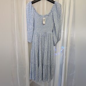 Torrid Light Blue and Cream Textured Dress